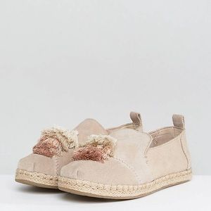 Toms Alpagarta Rope Tan Tassel Suede Loafer Espadrille Slip On Shoes Size 7.5